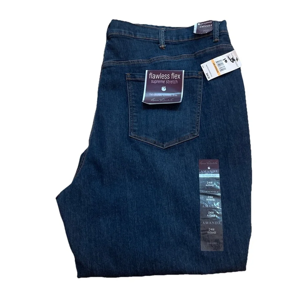 Gloria Vanderbilt Denim Jeans Amanda Blue Dark Wash Women's 24W Tapered Leg NWT